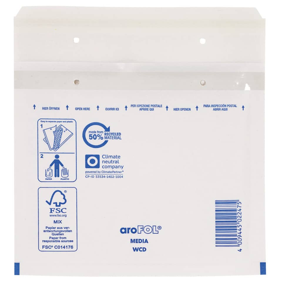 Luftpolstertasche Classic CD, 200x175mm, 10 Stück, weiß AROFOL 2FVAF000191