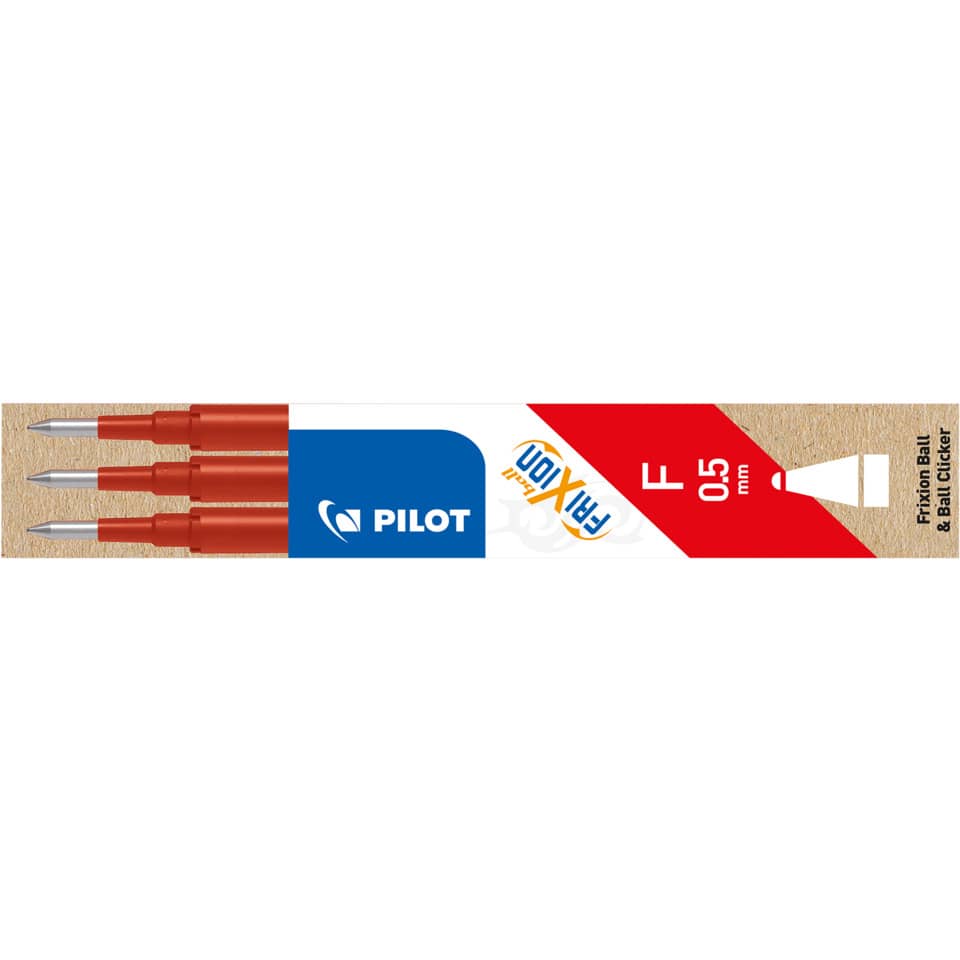 Tintenrollermine FriXion Ball/Clicker, 0,3mm, 3 Stück, rot PILOT BLS-FR5-S3-R