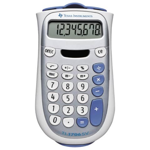 Rechner TI-1706 SV, 8-stellig, 81x114x20mm TEXAS INSTRUMENTS 752711