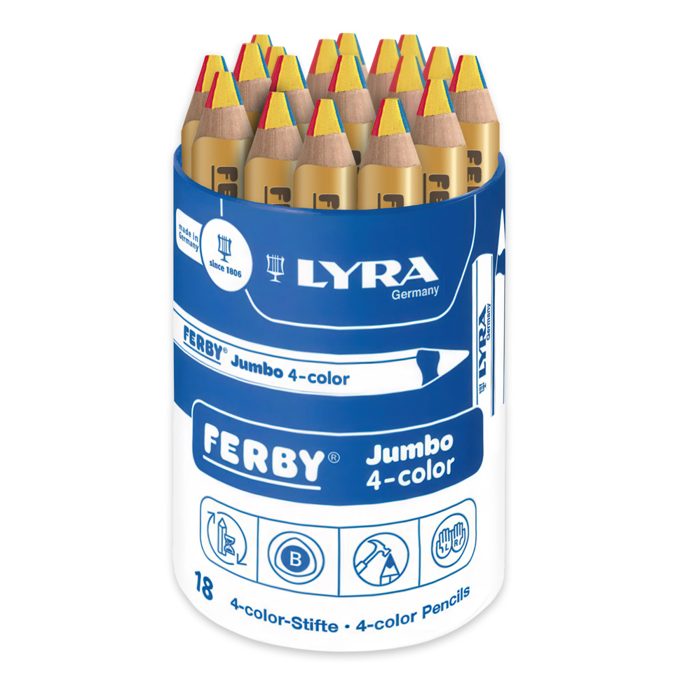 Buntstifte, Jumbo-Set, 4-Farben, Holzstifte, Blauer Etui