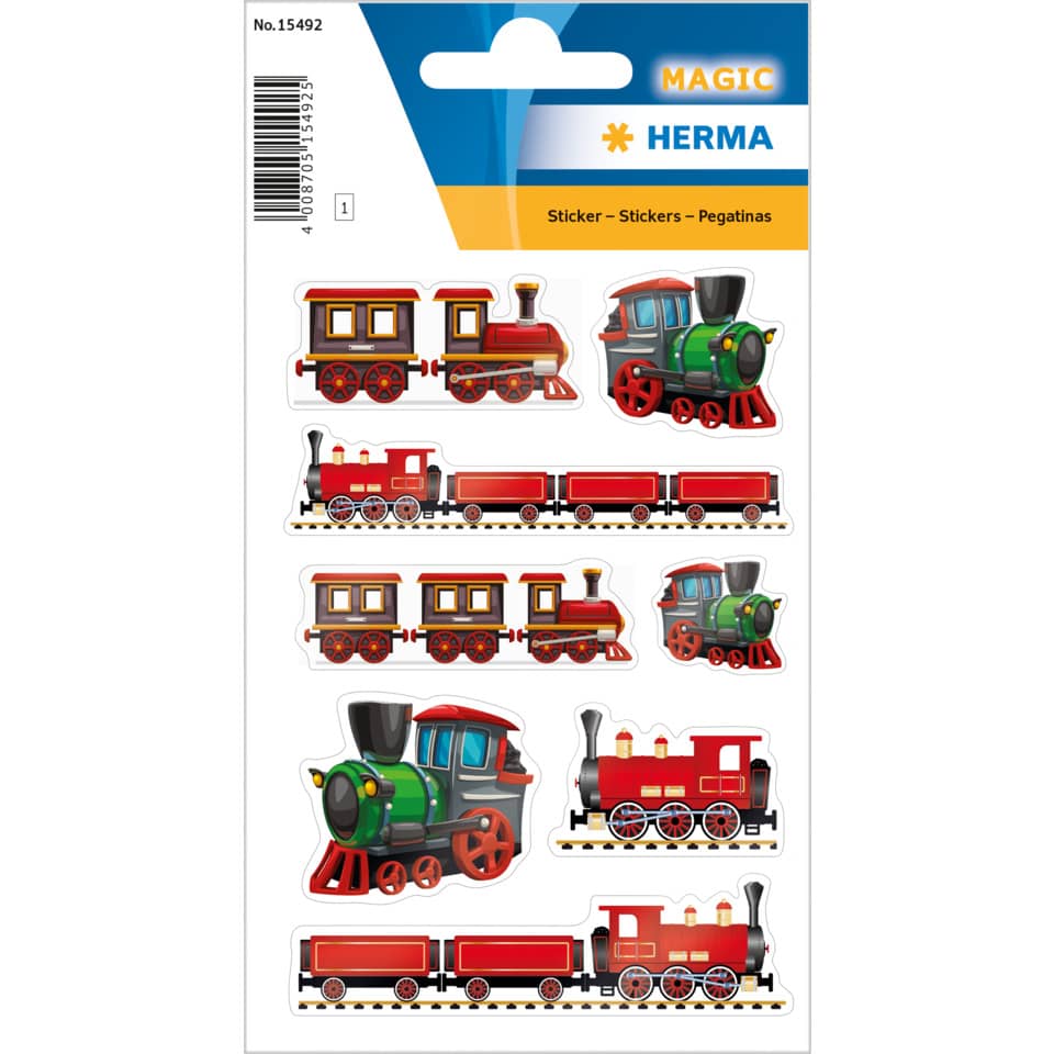 Modelleisenbahn-Aufkleber, Spielzeugzug, Dampflok, Bahnteilwagen, Rote/Grüne Lokomotive