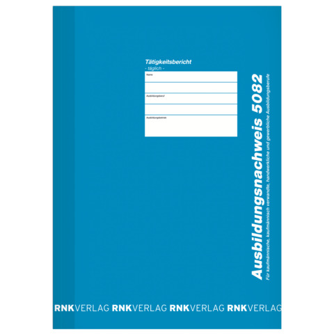 Ausbildungsnachweis für tägliche Eintragung / Block, MO-SO, DIN A4, 28 Blatt RNK 5082