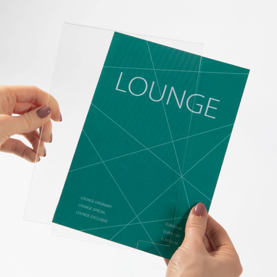 Lounge-Layout, Magazine, Teal Card, Geometrisches Muster, Beispielseite