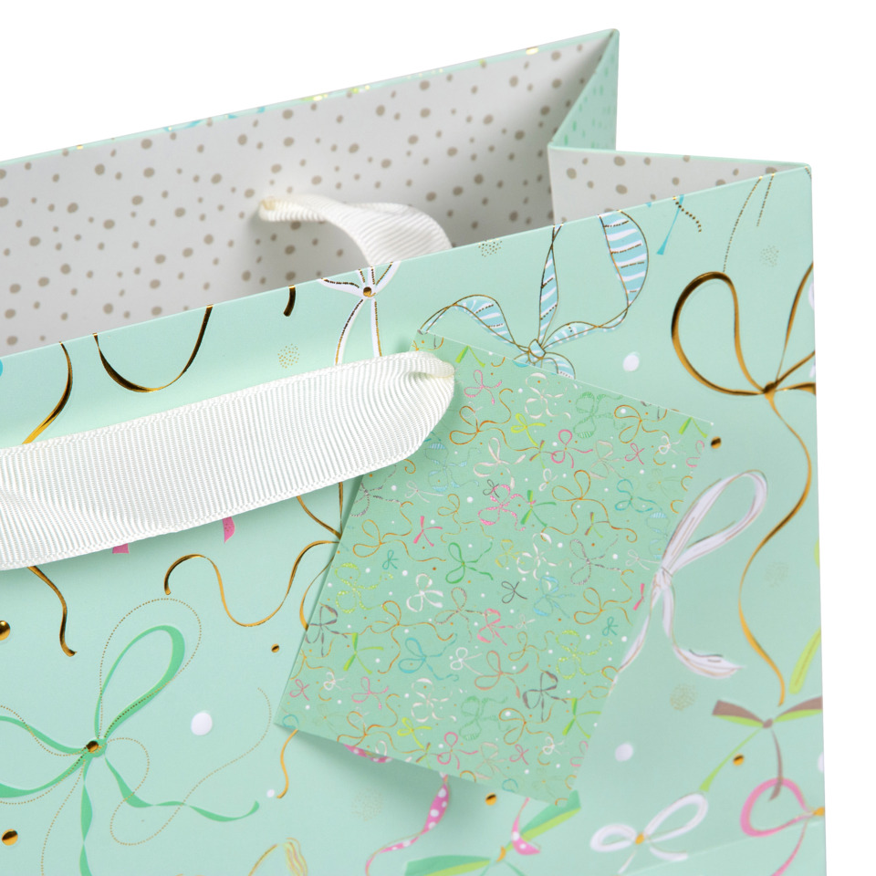 Geschenkverpackung, Geschenktüte, Druck, Band, Mintgrün