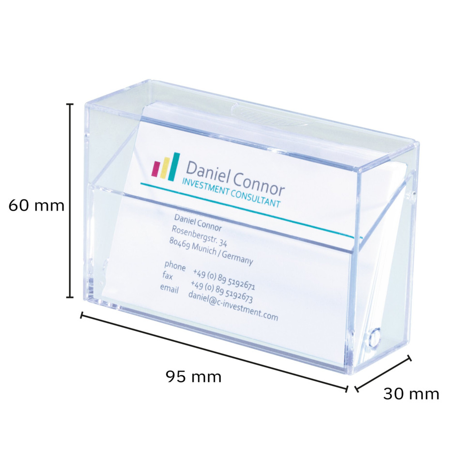 Visitenkartenhalter, Schreibtischaufsatz, Transparenter Halter, Kartenhalter, Acrylbox