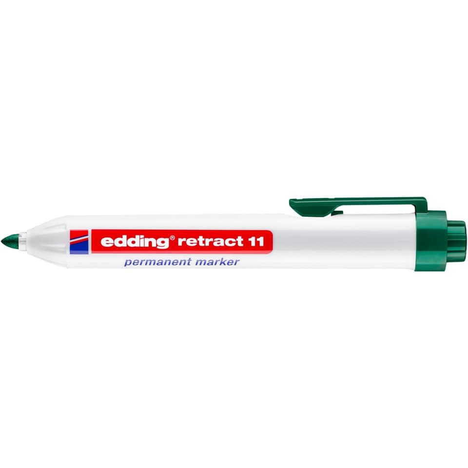 Permanentmarker, Marker, Weißer Körper, Grüner Deckel, Rückzugbar