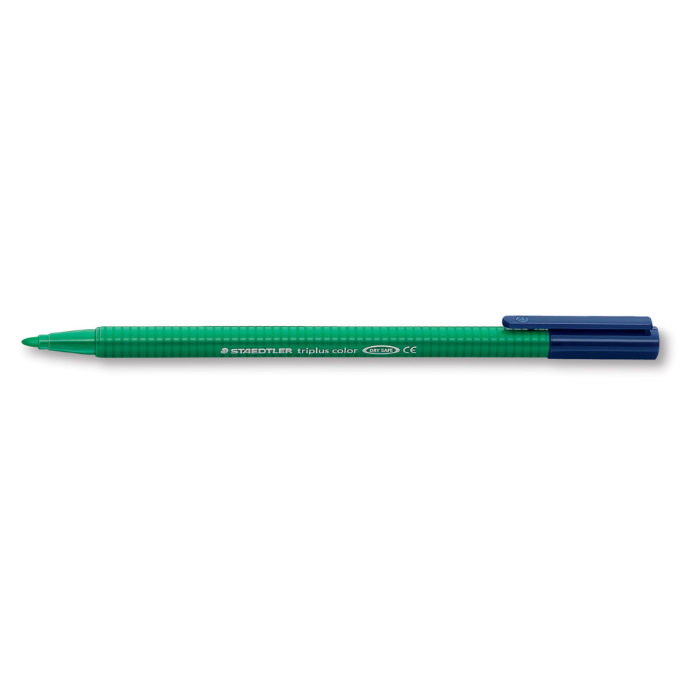 Stabilo triplus color, Grüner Stift, Markerstift, Kunststoffhülse, Blauer Deckel