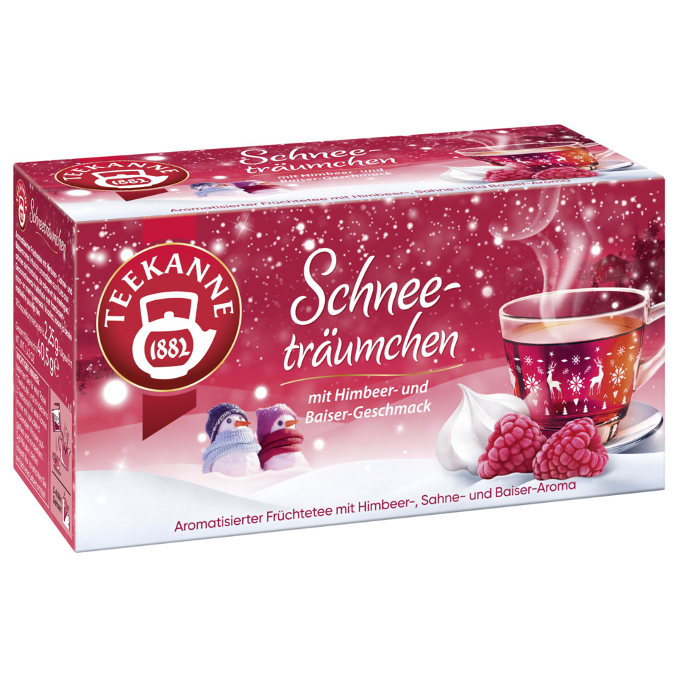 Schneetea, Schneeträumen, Früchtetee, Himbeer-Geschmack, Baiser-Aroma