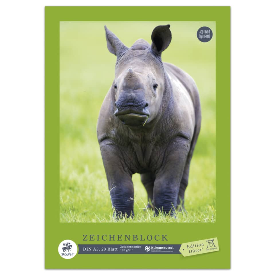 Rhino, Grauer Rhino, Tierfotografie, Tierbild, Zeichenblock