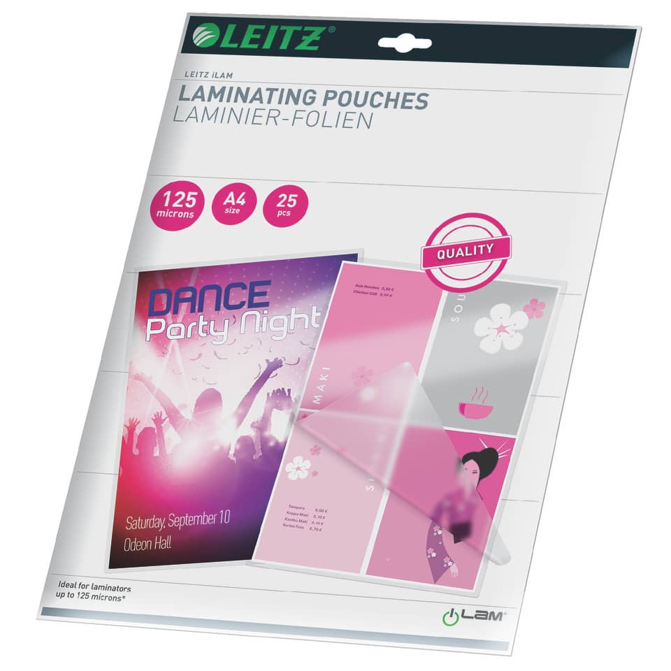 Laminierfolie, Laminating Pouches, A4 Größe, 125 Mikron, Packs 25