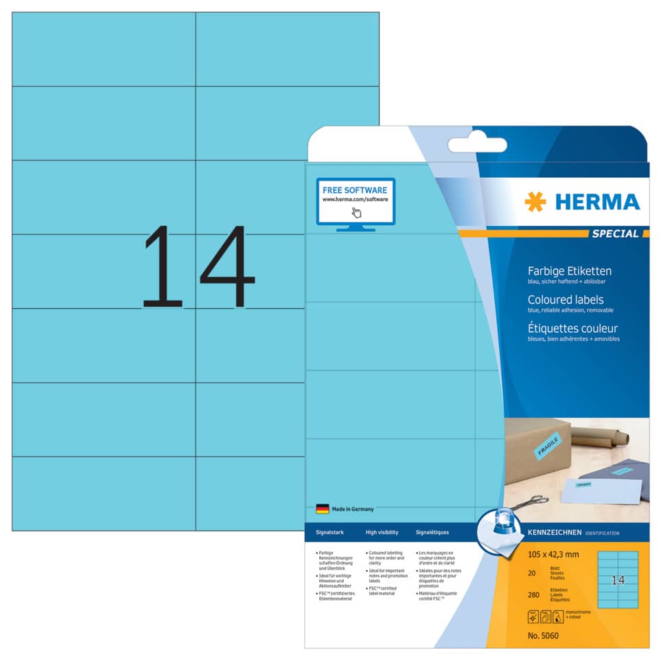 Etiketten, Farben, Blau, Herma, Klebepapier
