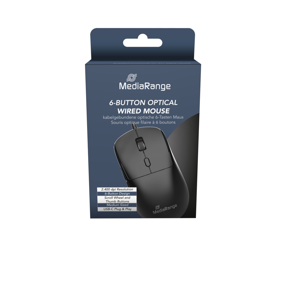 maus, 6-tasten, optische, wired, usb-c plug & play