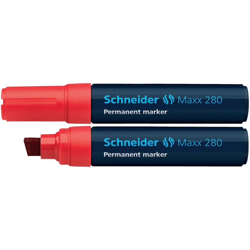 Permanentmarker, Rote Kappe, Blaue Gehäuse, Keilspitze, Schneider Maxx 280