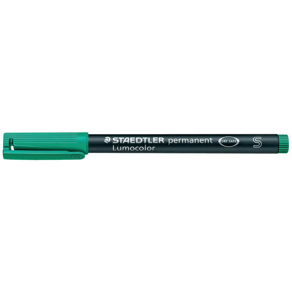 Permanentmarker, Lumoscolor, trockentauglich, grüneKappe, Staedtler