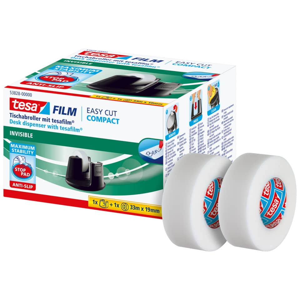 Tischaboller mit Tesafilm, Film, Dekorband, Transparentes Klebeband, 2 Rollen