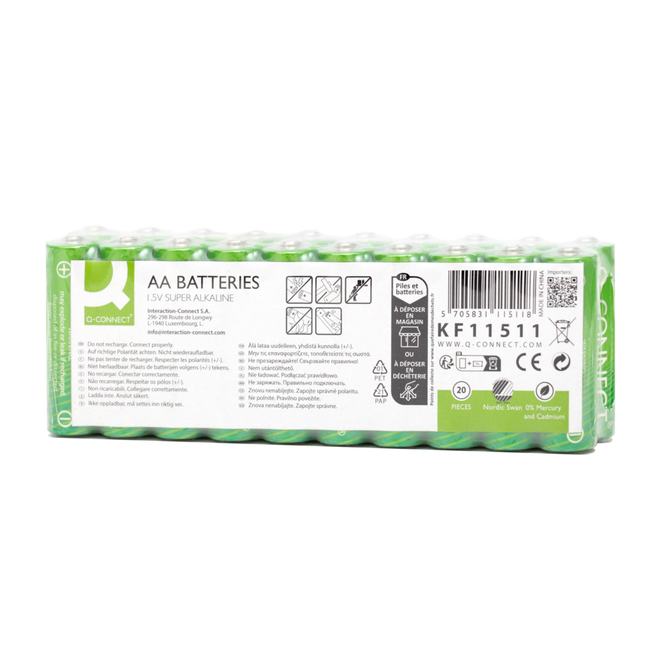AA-Batteries, 1.5V, Alkaline, Rectangular-pack, Green-packaging