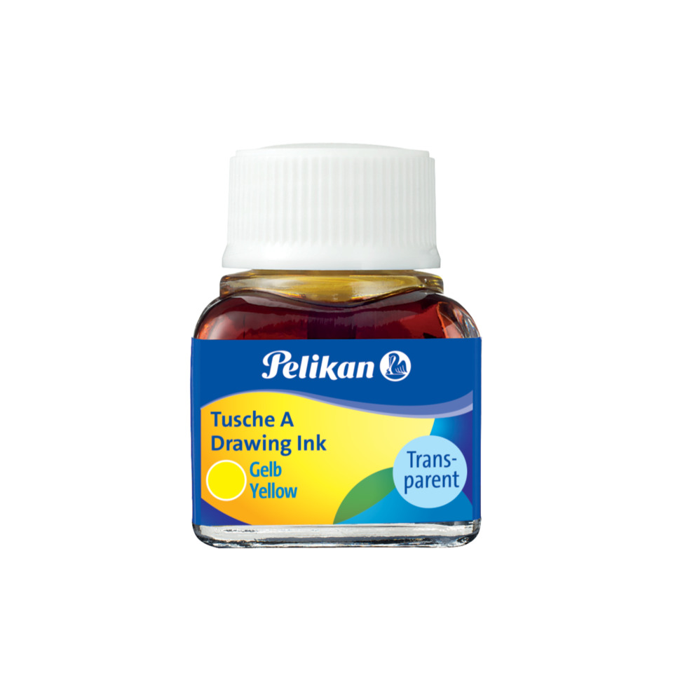 Tusche, Tuschfarbe, Gelb, Flasche, Tintenbehälter