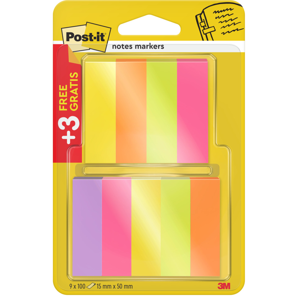 Post-it, Notizmarker, Sticky Notes, Neonfarben, Klebezettel