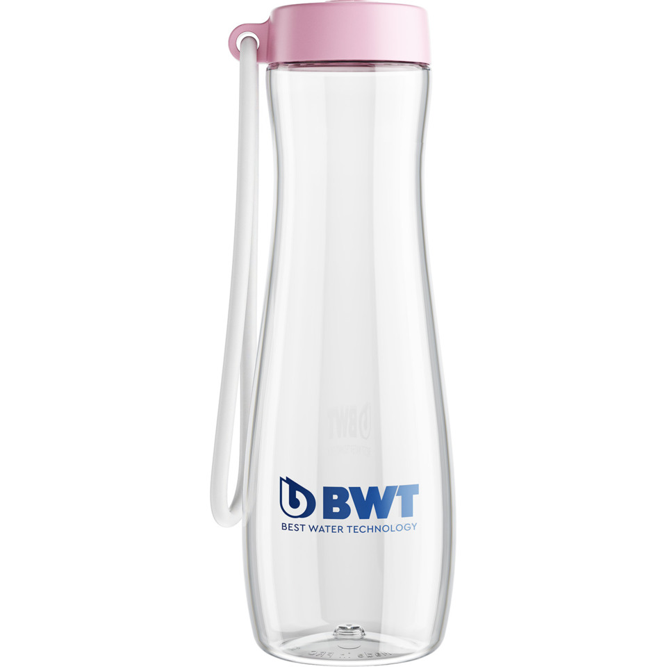  Trinkflasche,  Glasflasche,  Wasserflasche,  rosa Deckel,  Tragetasche?