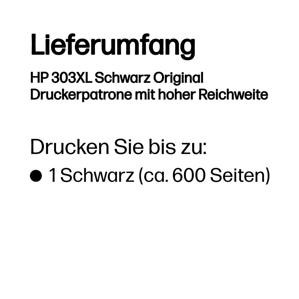 druckertinte, HP 303XL, Schwarz, Originalpatrone, Druckertinte