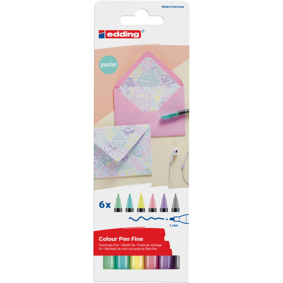 Pastel colors, Color markers, Fine liner, 6x markers, Colored pencils?
