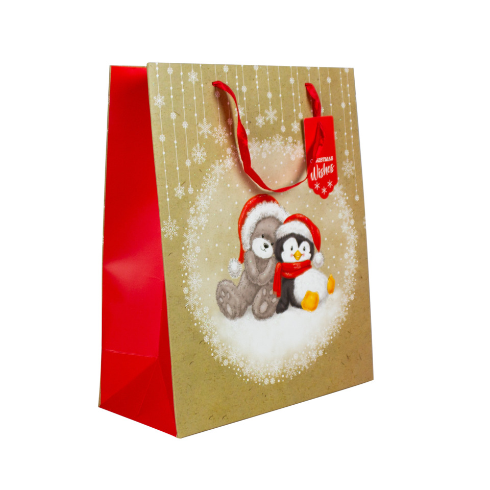 Geschenktüte, Weihnachten, Tiere, Pinguin, Schneeflocken