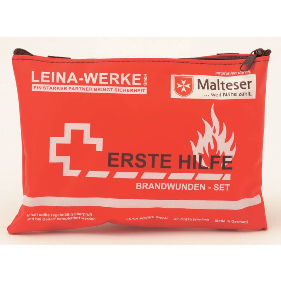 Erste Hilfe, Brandwunden-Set, Notfallkit, Rotes Etui, Medizinische Ersthilfe