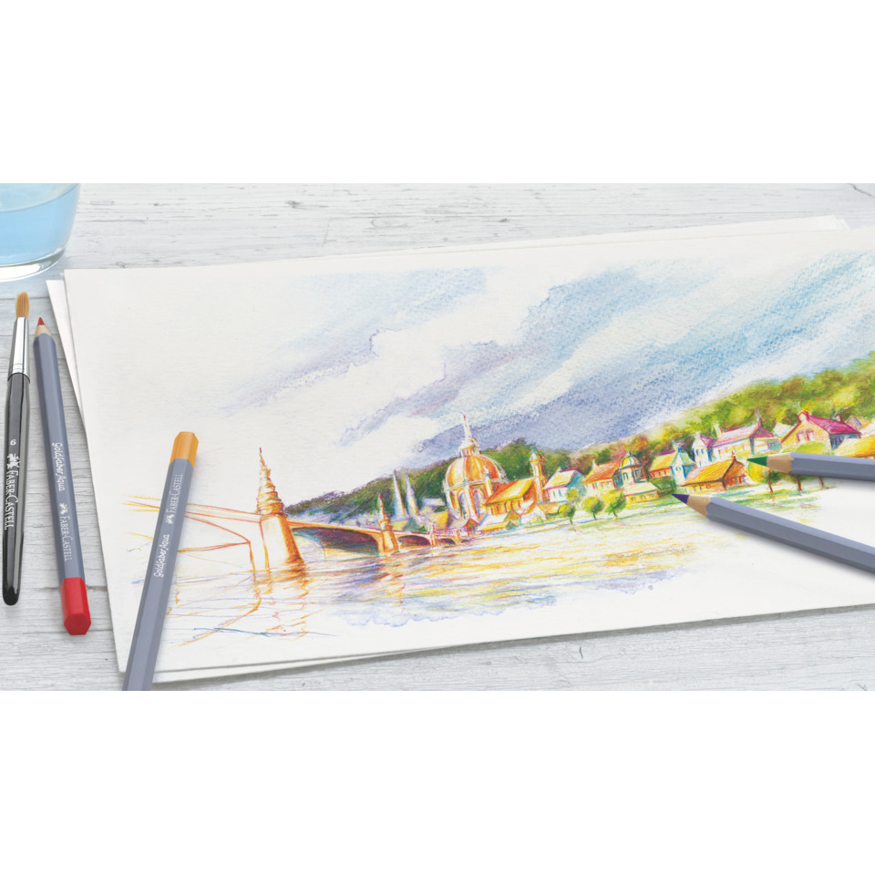 Aquarell, Stiftset, Skizze, Stadtansicht, Wasserfarbe