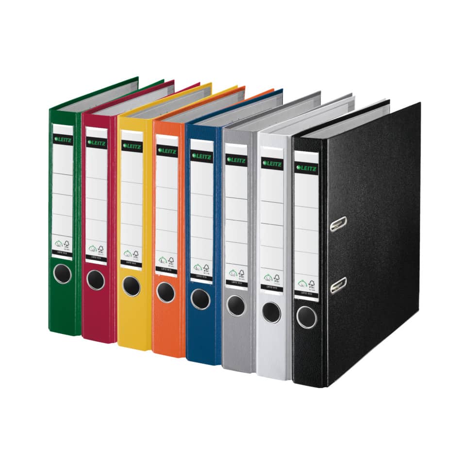 Buch-Ordner, Aktenordner, Ringordner, Grau/Schwarz, Farbiges Sortiment