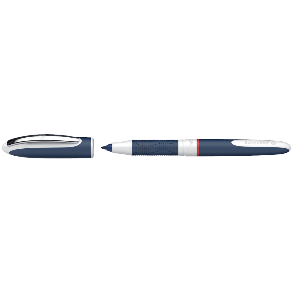 Kugelstift, Patronenstift, Gummi-Griff, Blau, Schwarz-weißes Design