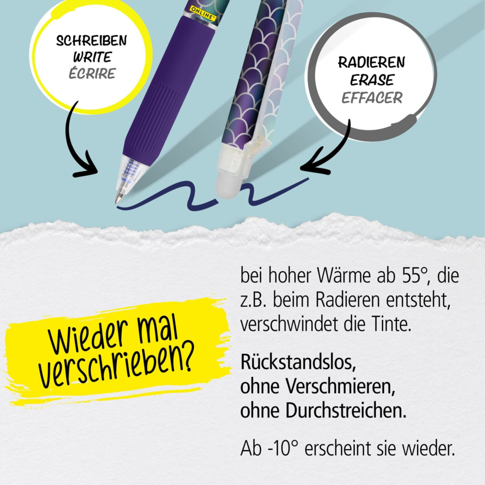 Knete, Korrekturmarker, Bleistift, Kugelschreiber, Tinte