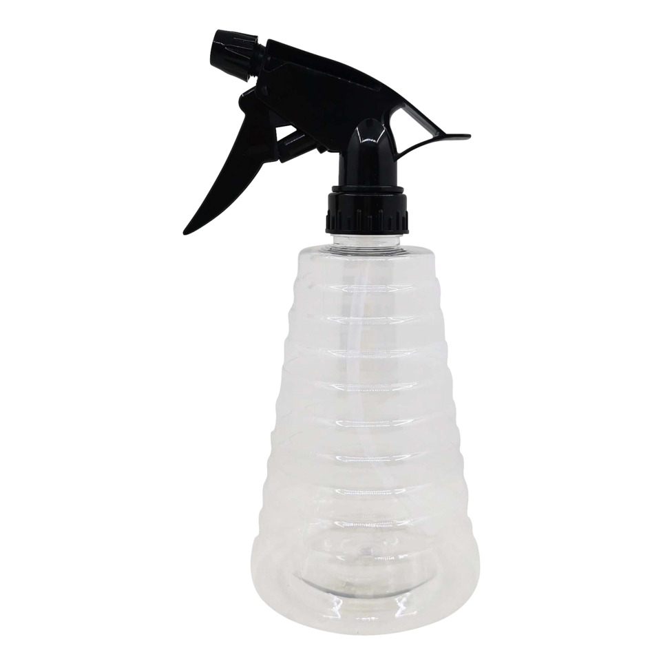 Sprühflasche, Kunststoffflasche, Transparenter Behälter, Schwarzer Sprühkopf, Handsprühgerät