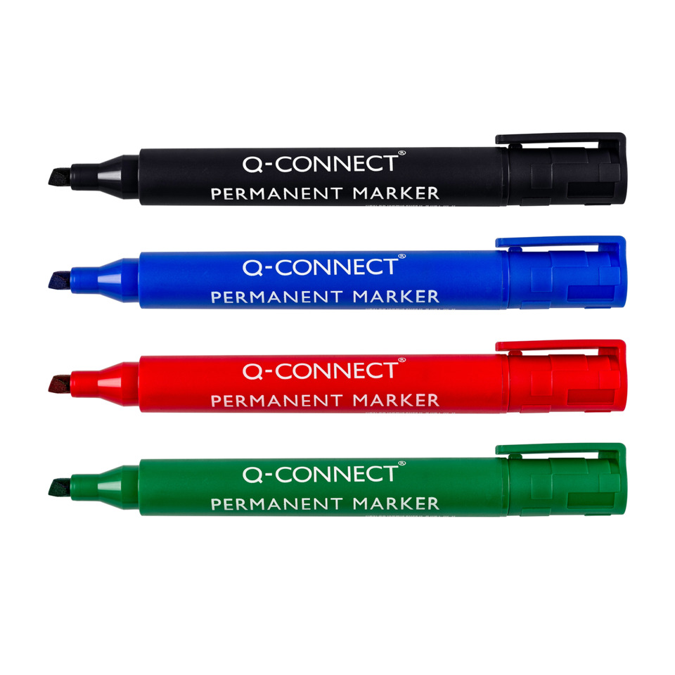 Permanent marker, Marker set, Assorted colors, Chisel tip, Quad color