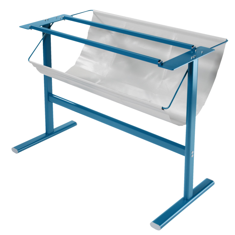 Dokumenthalter, Blechständer, Klapptisch, blaue Rahmen, Plastik/Rollenhülle
