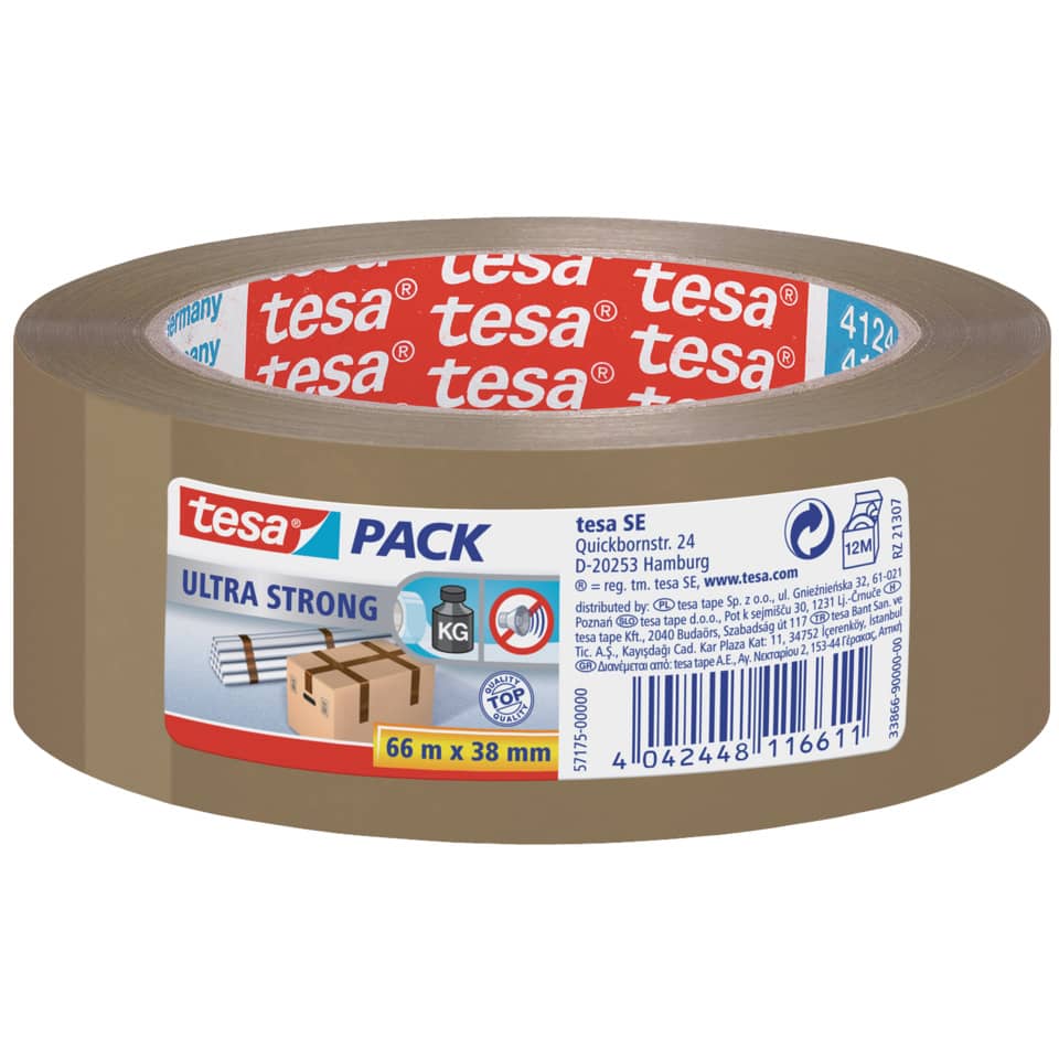 Klebeband, Tesa Pack, Gummiband, 66 m, 38 mm