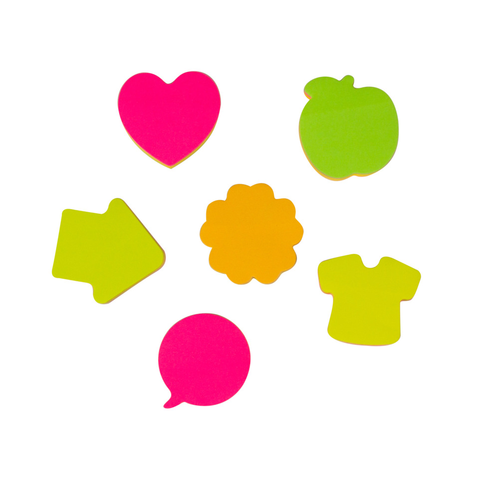 Post-it Formen, Haftnotizen, Helle Farben, Verschiedene Formen, Bunte Chips