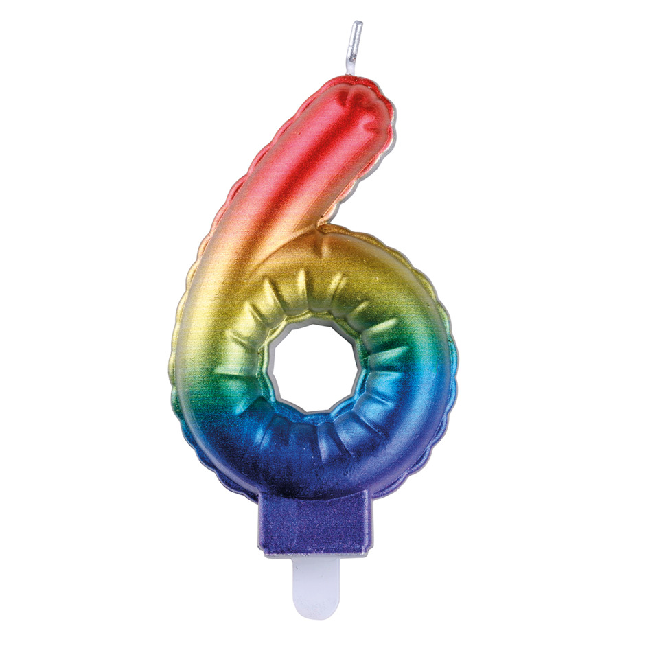 birthday, candle, rainbow, number6, foil
