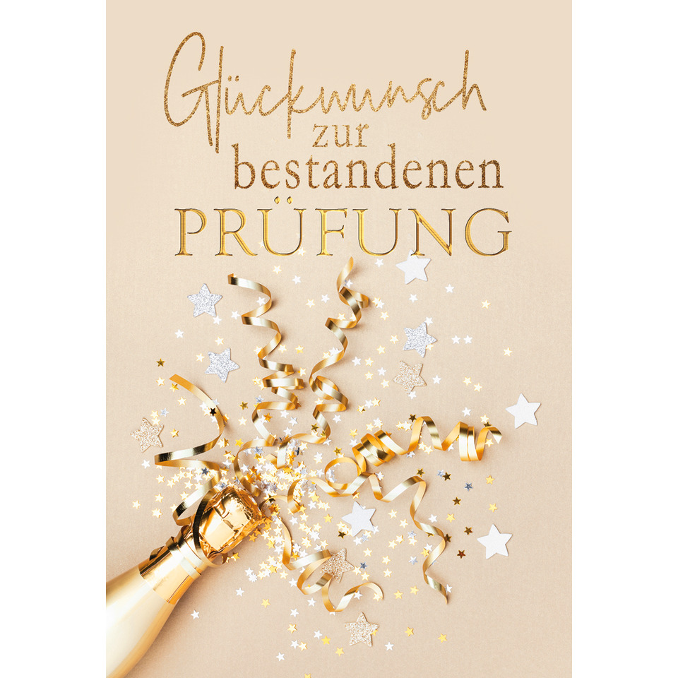 Feier, Sektflasche, Konfetti, Gold, Geschenkkarte