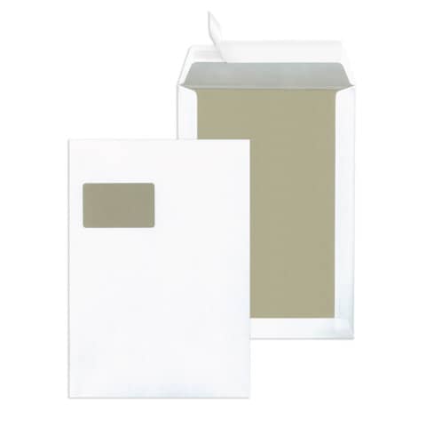 Papprückwandtasche mit Fenster, C4, 120g/m², Haftklebend, 100 Stück, weiß MAILMEDIA 30123505