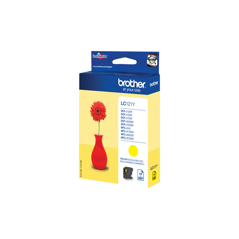 Tintenpatrone, Druckerpatrone, Gelbes Kartonpackung, rote Blume, LC121Y