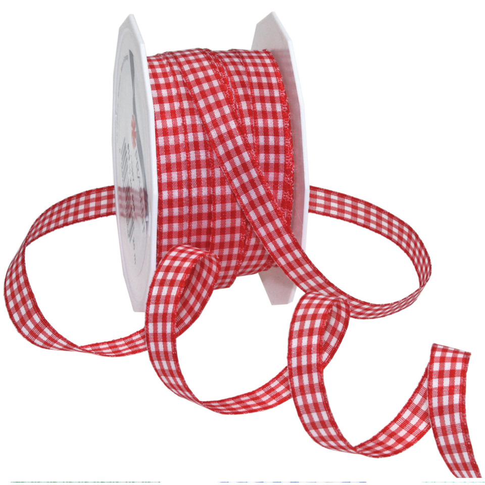 Gingham ribbon, Red ribbon, Ribbon spool, Checked pattern, Decorative ribbon