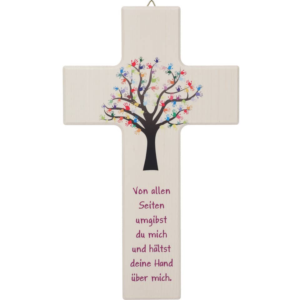 Holzkreuz, Kreuz, Baum-Motiv, Wandschrift, Türschmuck