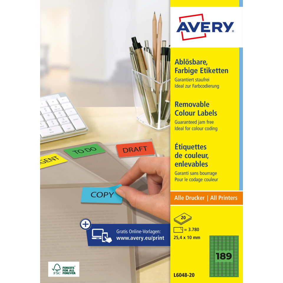 Etiketten, Labels, Farbige Etiketten, Avery Zweckform, Druckerpapieretiketten, label-papers, sticky-notes, colored-labels, office-supplies, a4-labels
