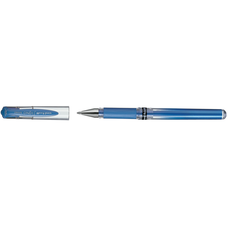blue, gel pen, ballpoint, retractable, metallic cap