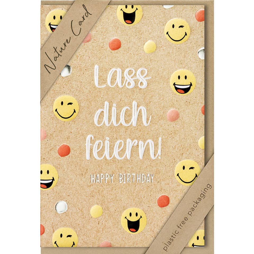 Kartenbox, Glückwunschkarte, Geburtstag, Smiley Muster, Korkoptik