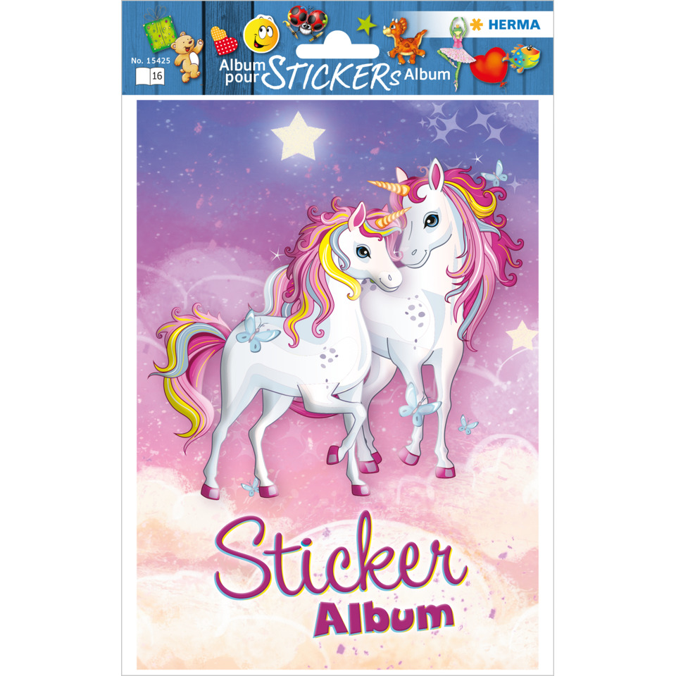 Einhörner, Stickeralbum, Pastell, Zwei Einhörner, Glitzer