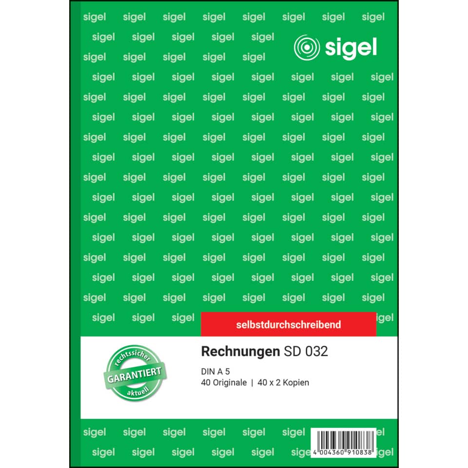 rechnungen, rechnungen sd 032, selbstdurchschreibend, din a5, kopien