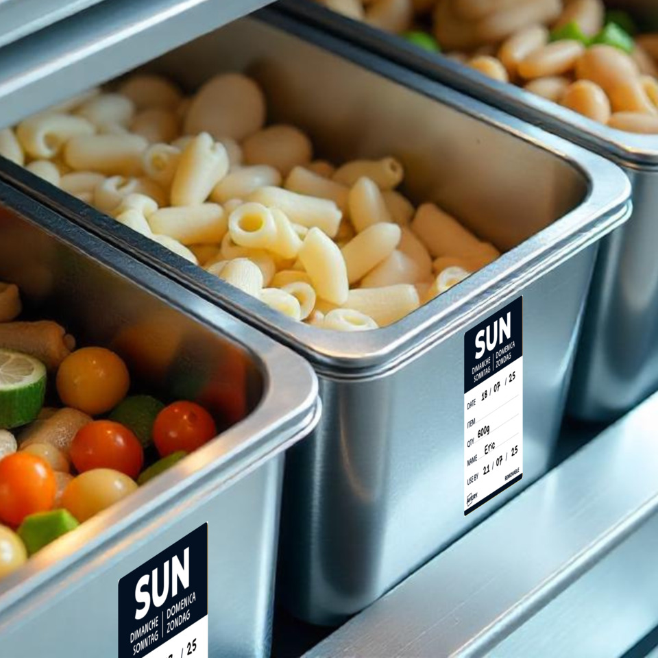 pasta, penne, trockene pasta, metallbehälter lebensmittel, etiketten