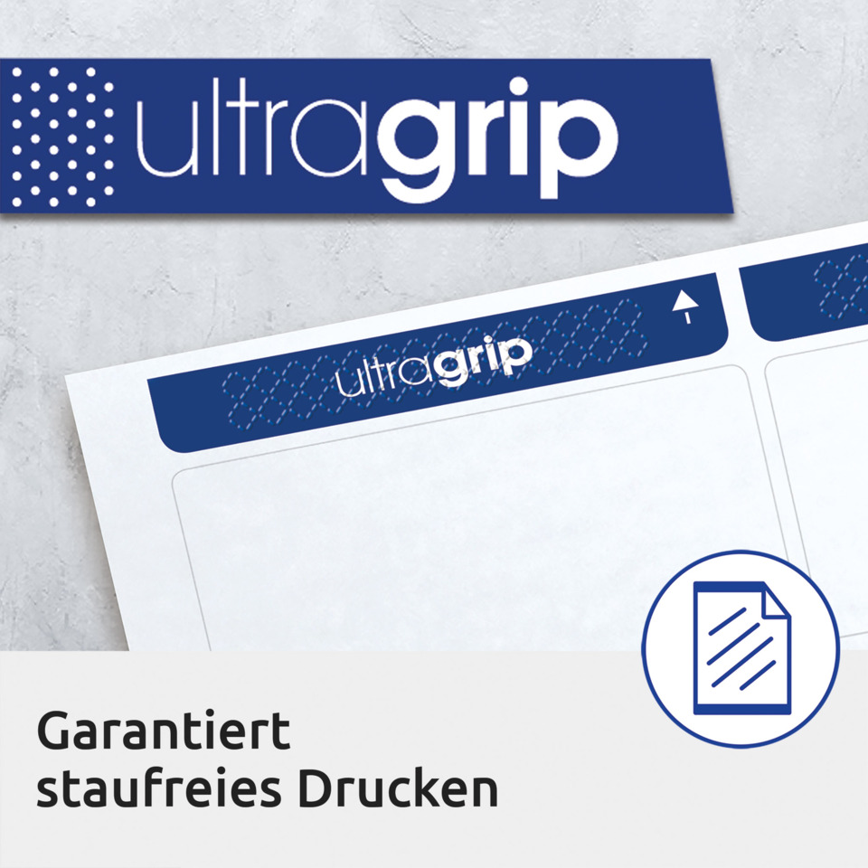 Ultragrip, staufrei, Druck, Breite, Etikett