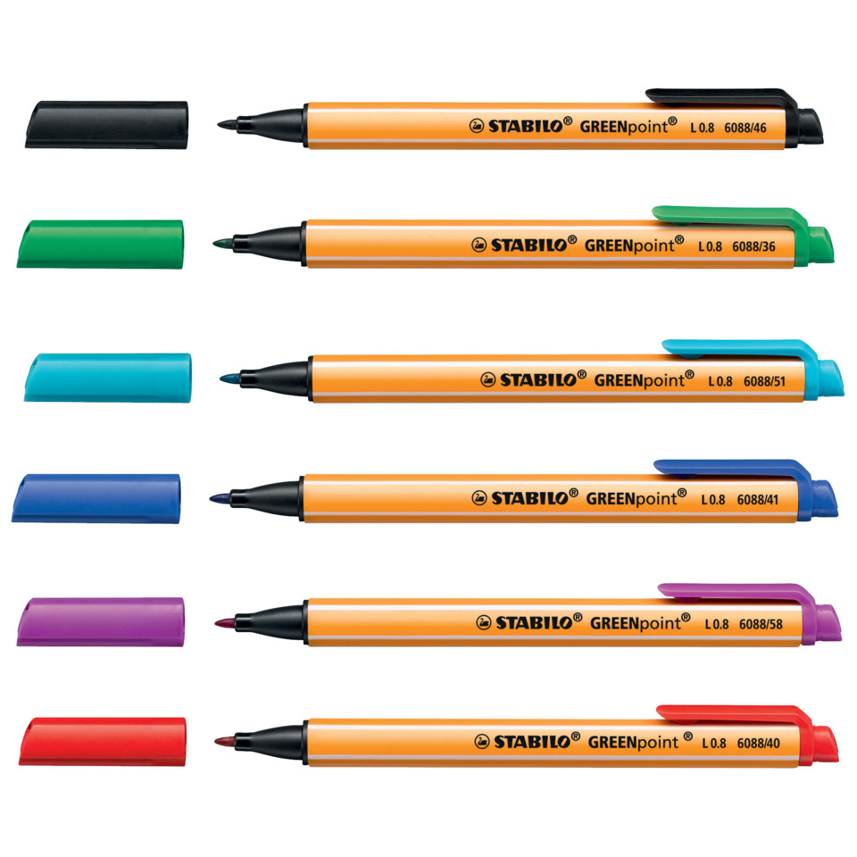 Marker, Permanent marker, Colored marker, Fine point, StabiloGreenpoint